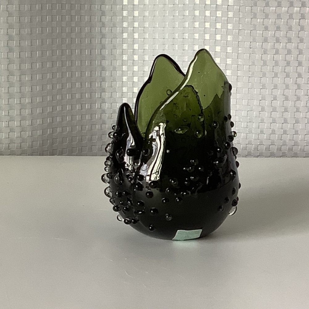 Partylite Natures Green Glass Dew Drop Tulip Votive Candle Holder - Picture 3 of 8